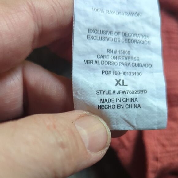 Ruffle Sleeve Coral Peplum Blouse - Mason & Belle - XL - Picture 9 of 12